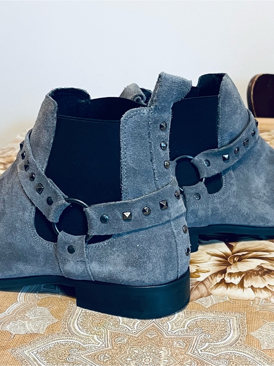  Gray Suede Studded Chelsea Boots main image 7